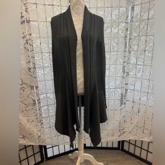 Y2K Retro Long Sleeve Cardigan Sweater Open Front Duster Size XL Dark Gray EUC - Picture 11 of 12